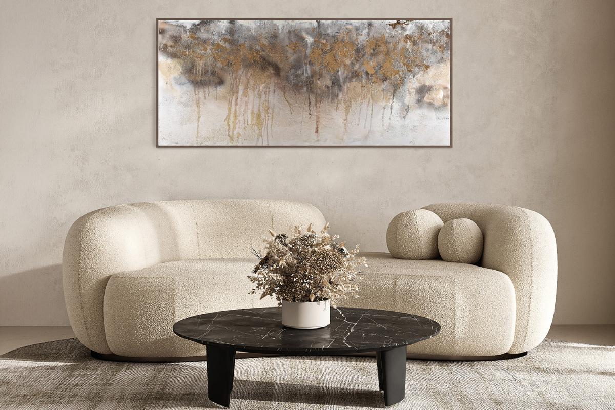 Indra II Framed Canvas Wall Art | Gold/Charcoal | 152 x 76 cm-3