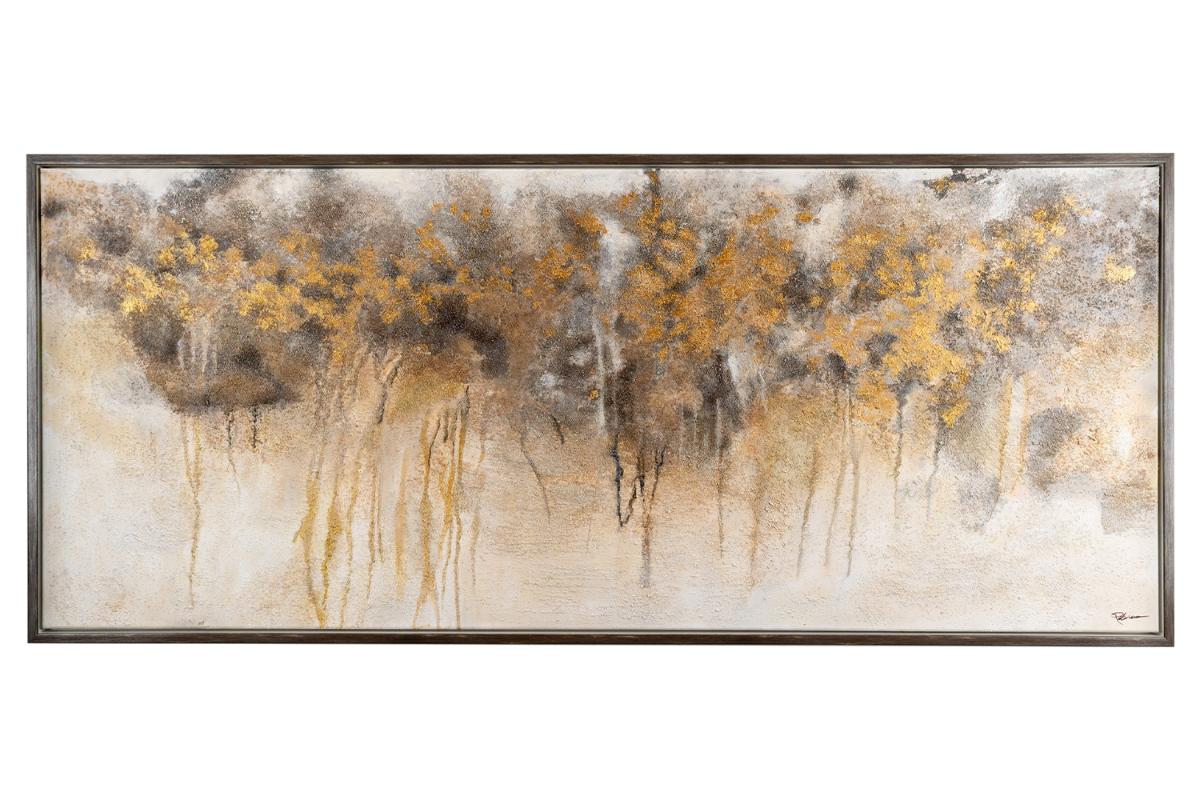 Indra II Framed Canvas Wall Art | Gold/Charcoal | 152 x 76 cm