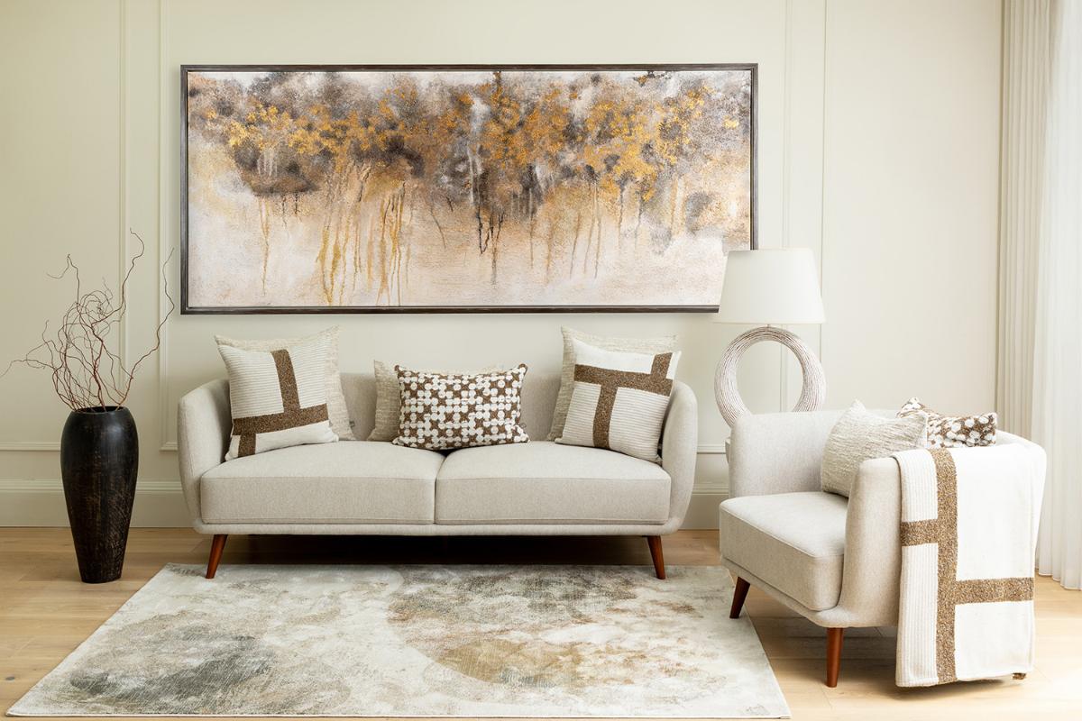 Indra II Framed Canvas Wall Art | Gold/Charcoal | 152 x 76 cm-2