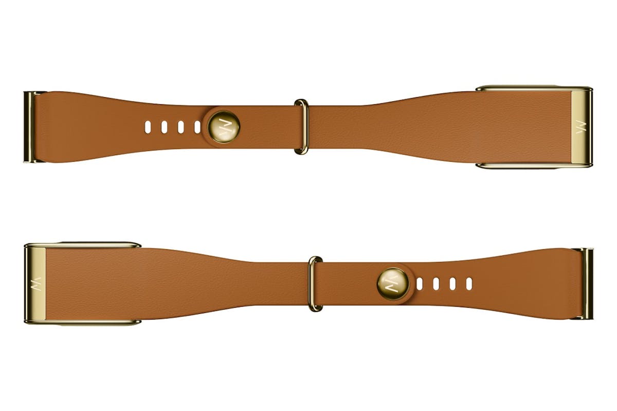 Whoop MG LeatherLuxe Tapered Band | Camel & Gold | S/M