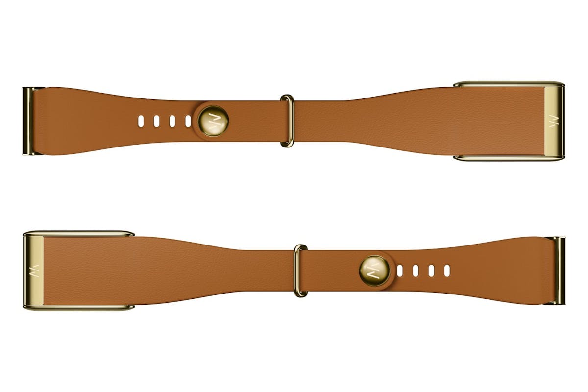 Whoop 5.0 LeatherLuxe Tapered Band | Camel & Gold  | S/M
