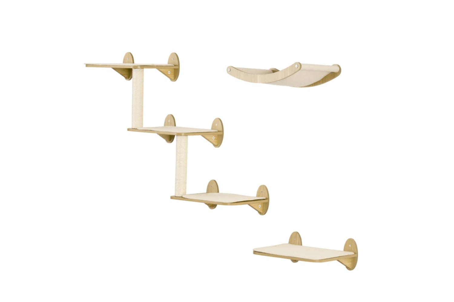 PawHut Wall Mounted Cats Shelves | Multi | 3 Pieces