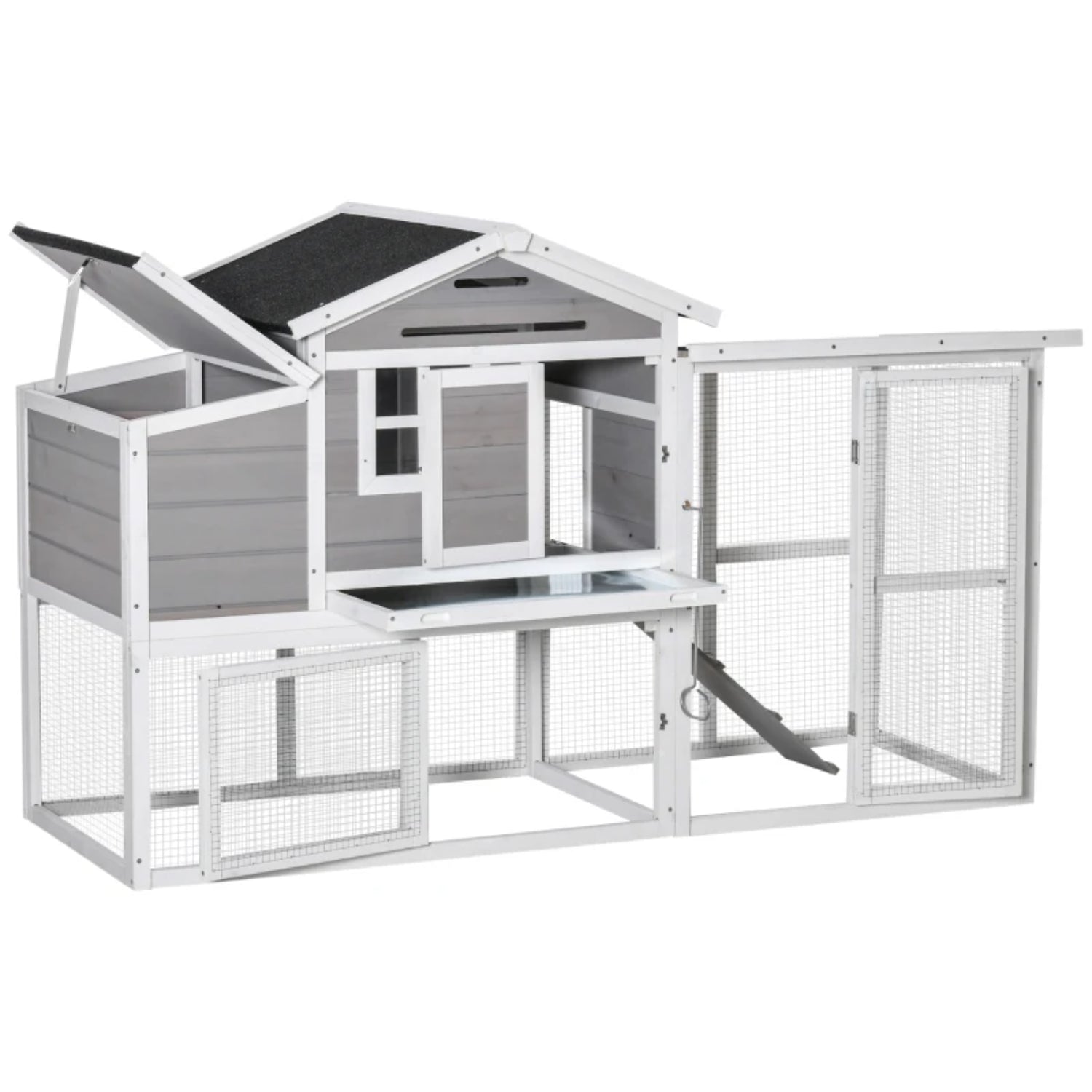 PawHut Wooden Chicken Coop with Outdoor Run | Multi