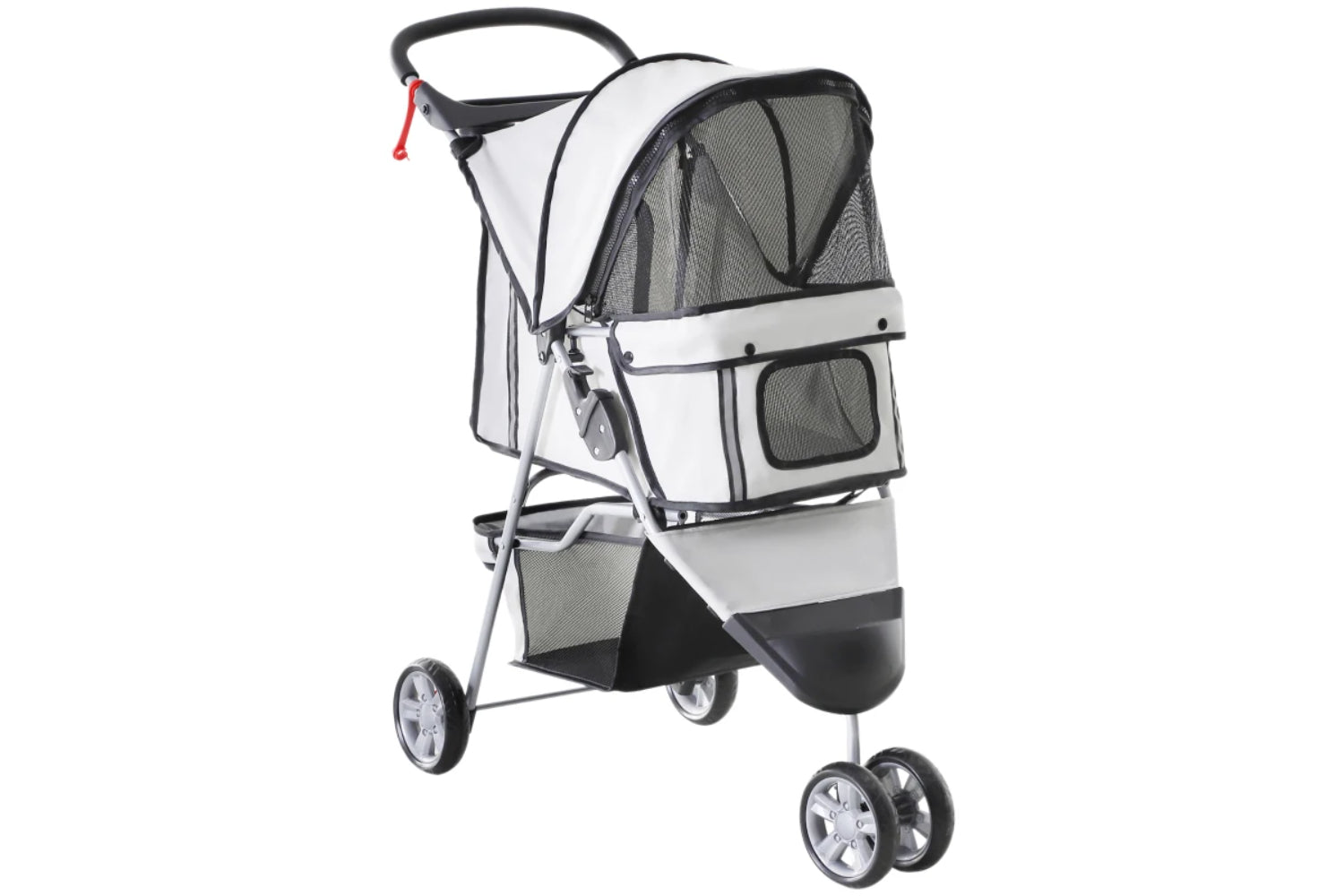 PawHut Foldable Cat Stroller Pram Pushchair | Grey/Silver