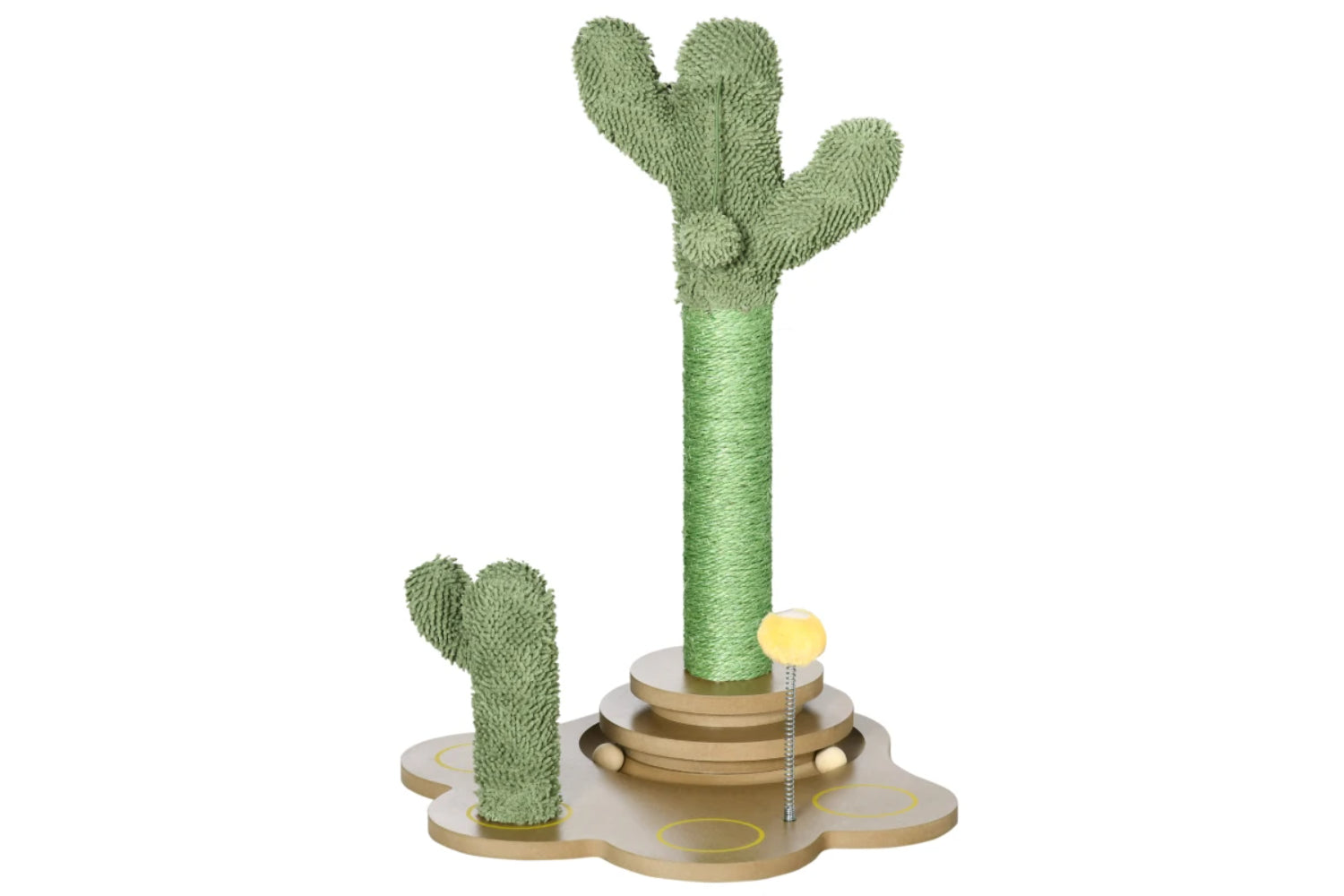 PawHut 60cm Cactus-Shaped Cat Tree | Green/Light Brown