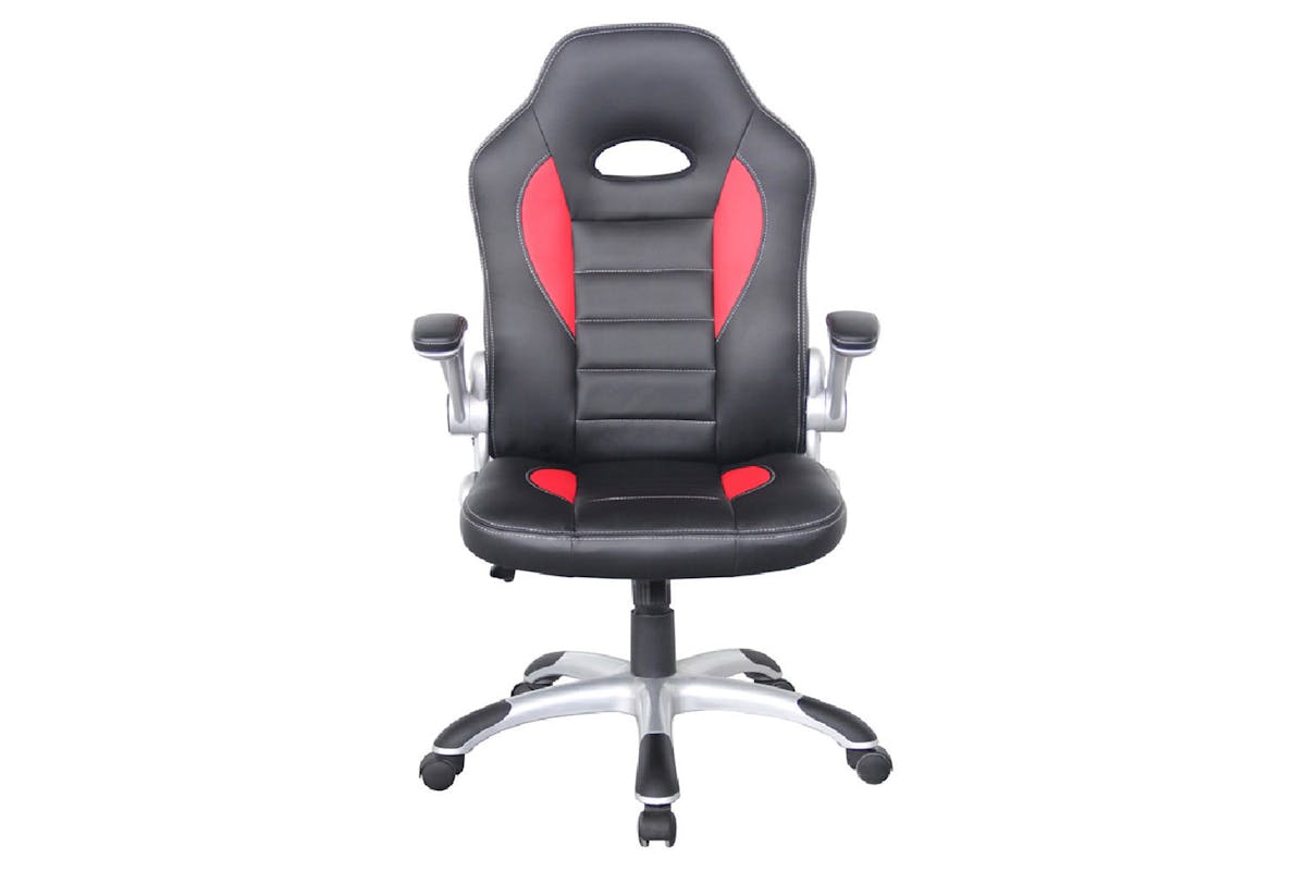 Dorel Talladega Faux Leather Racing Chair | Black/Red-3