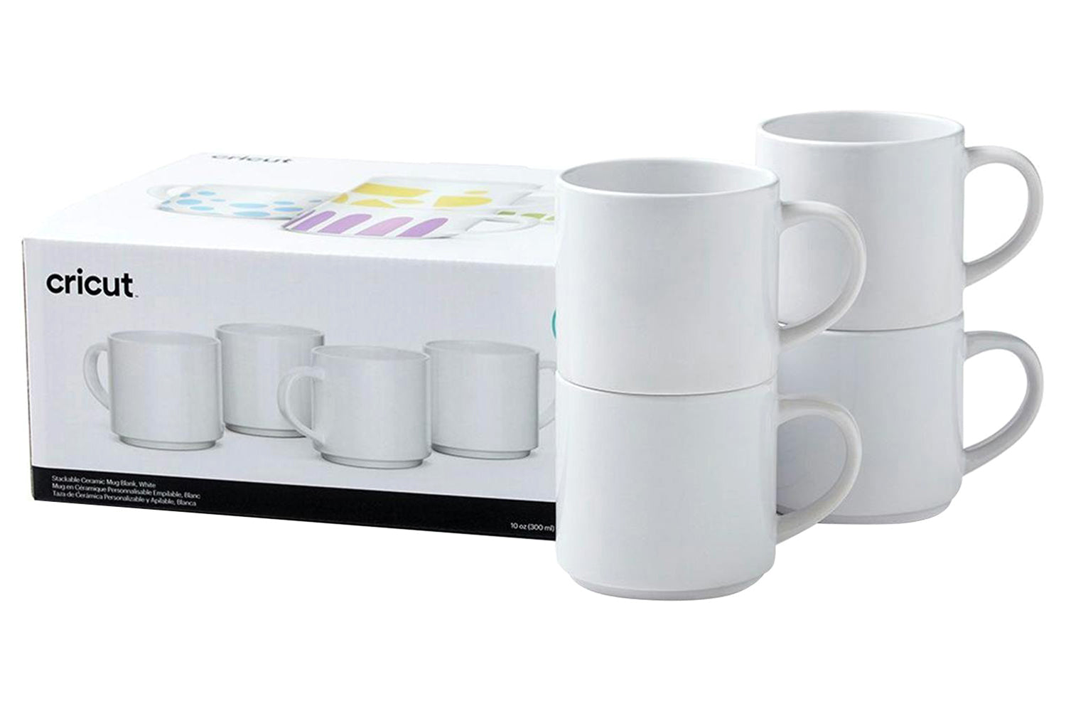 Cricut Stackable Ceramic Mug Blank | White | 4 Piece of Pack-3