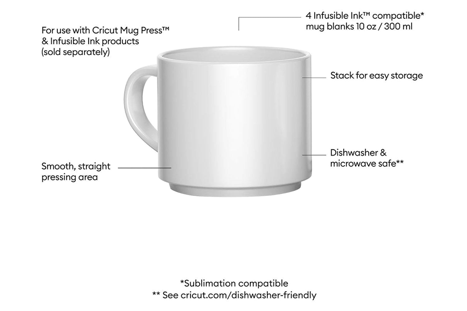 Cricut Stackable Ceramic Mug Blank | White | 4 Piece of Pack-5