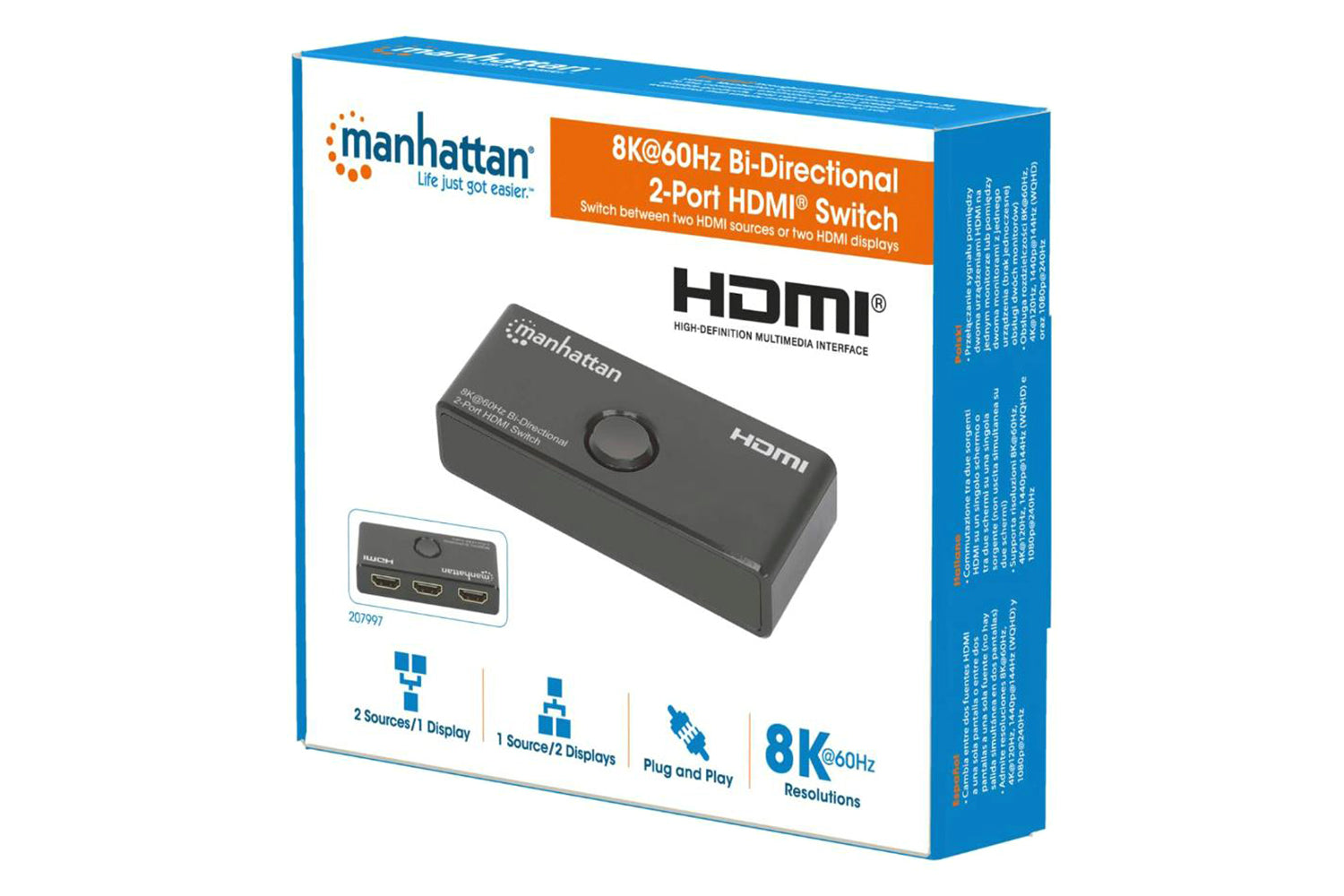 Manhattan 8K@60Hz Bi-Directional 2-Port HDMI Switch-10