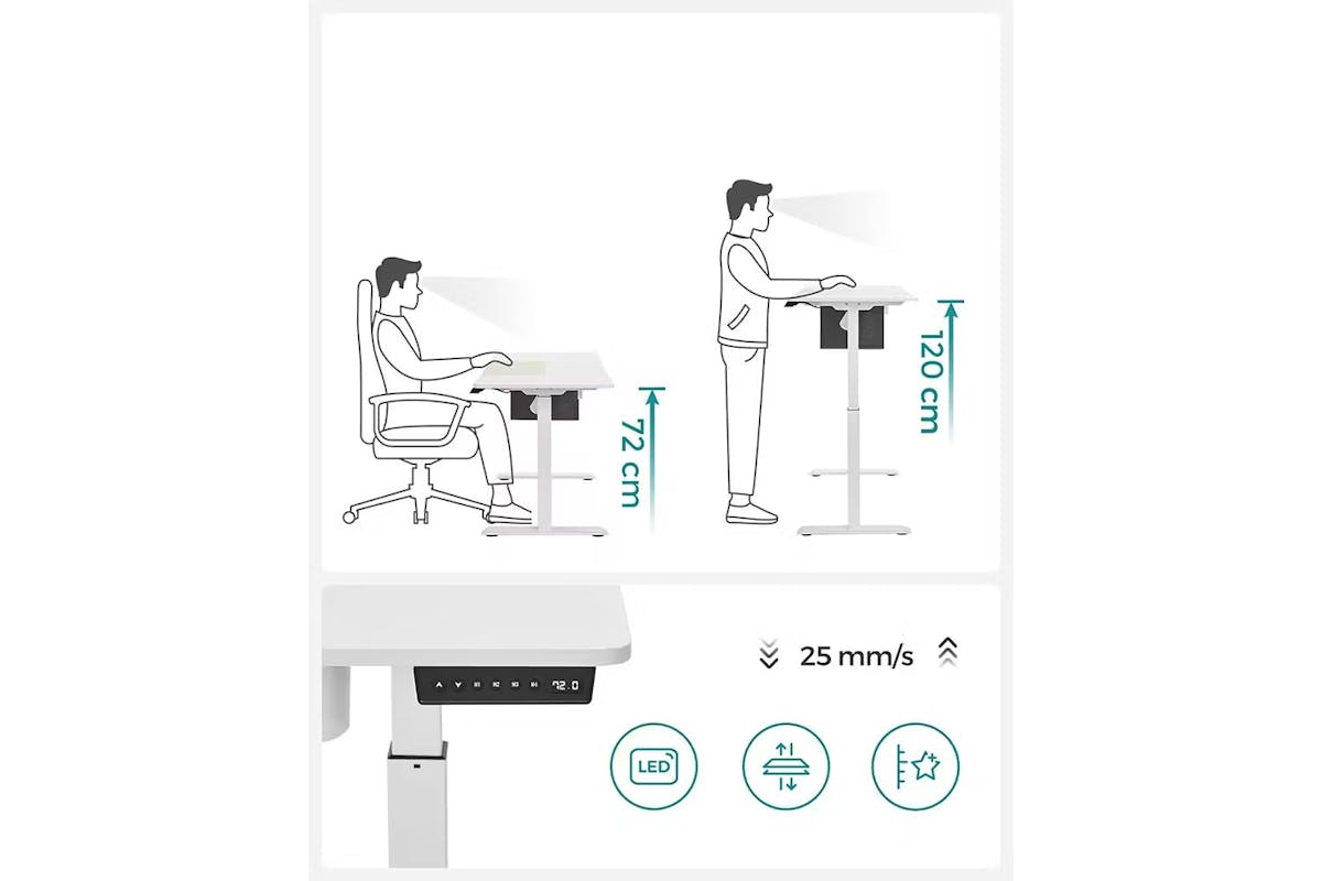 Songmics Office Desk | Adjustable Height | White [Ex-Display - DC250587-000220]-7