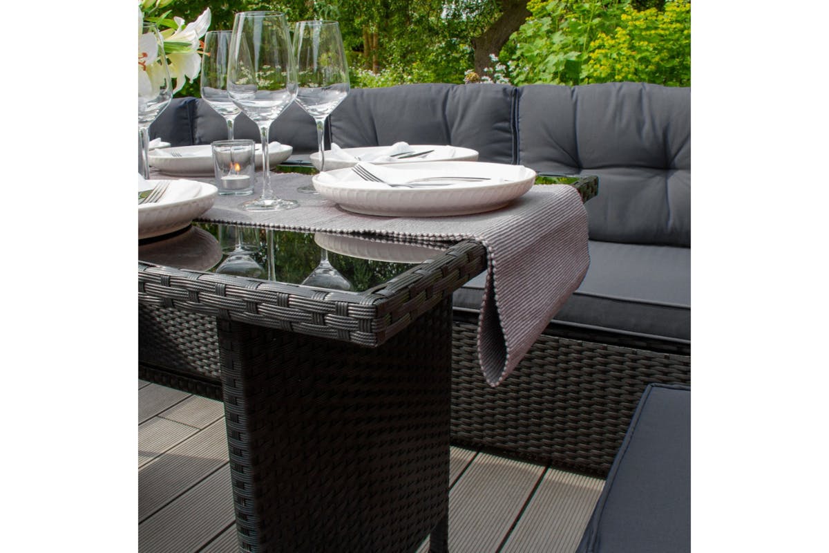 Monstershop Rattan Corner Sofa Set | Black/Grey-10