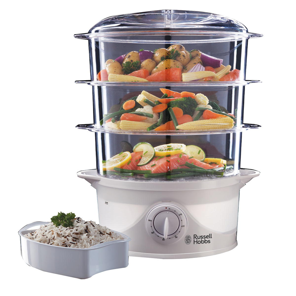 Russell Hobbs 3 Tier Food Steamer | 21140 | White