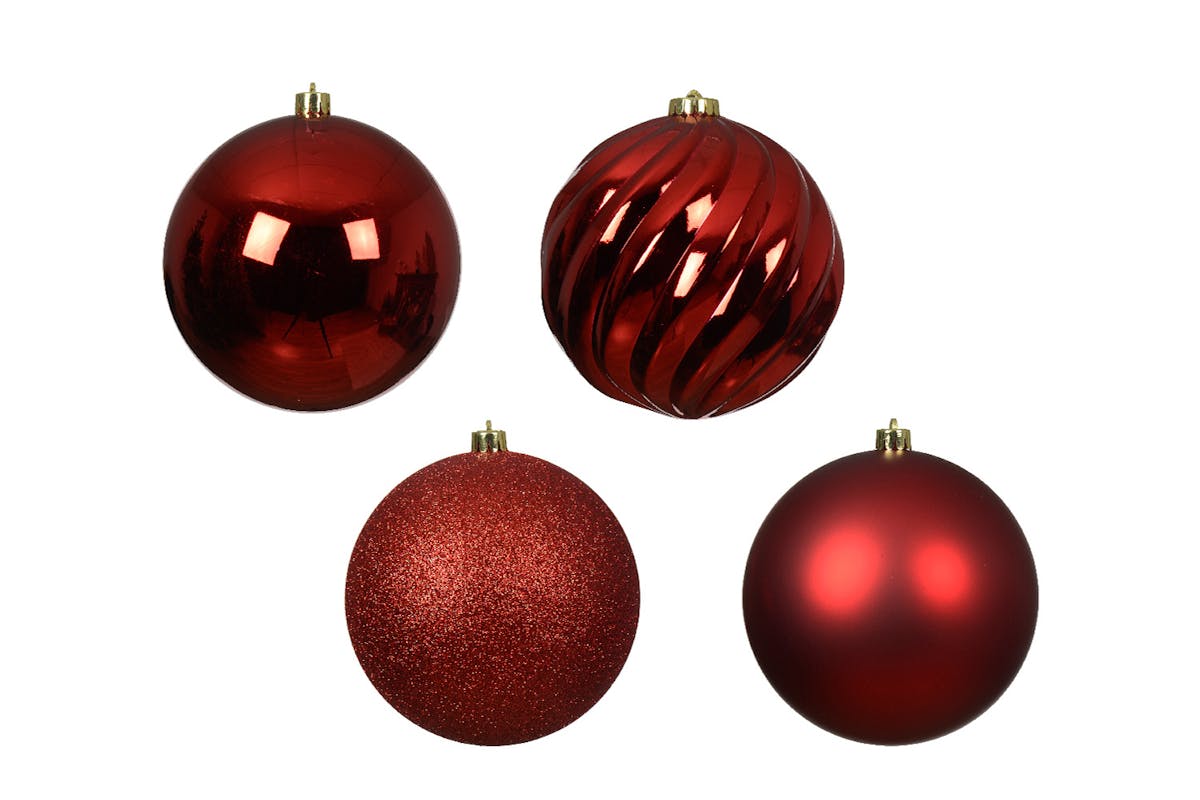 Christmas Decoration | 14cm Shatterproof Baubles | Red | Pack of 4-2