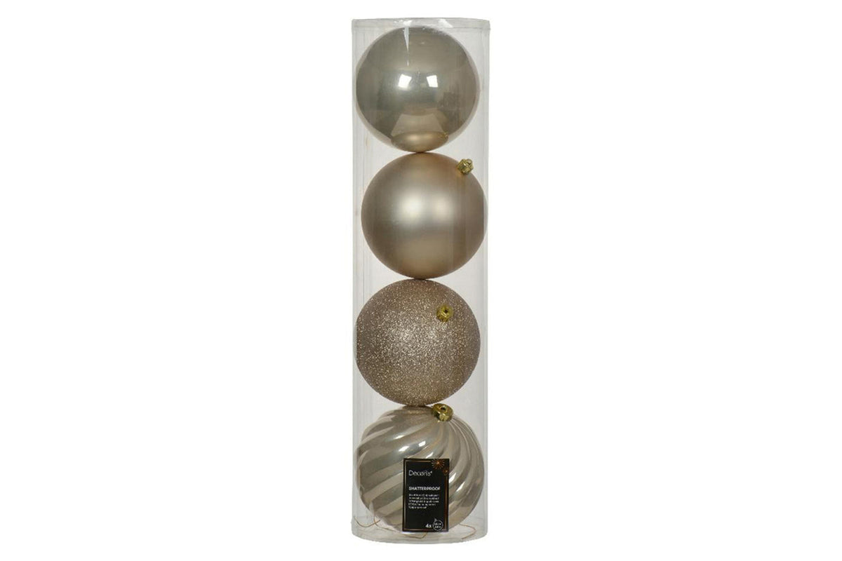 Christmas Decoration | 14cm Shatterproof Baubles | Pearl | Pack of 4