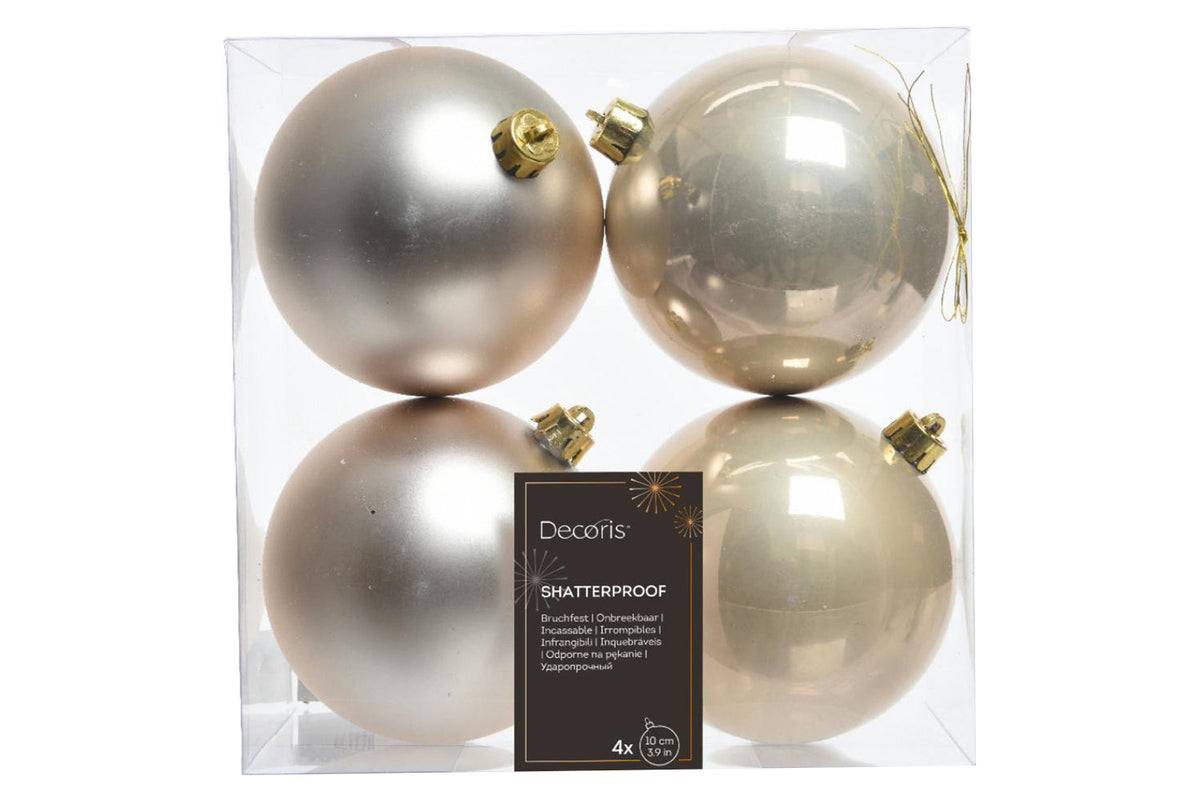 Christmas Decoration | Kaemingk Shatterproof Baubles | Pearl | 10cm | 4 Pack