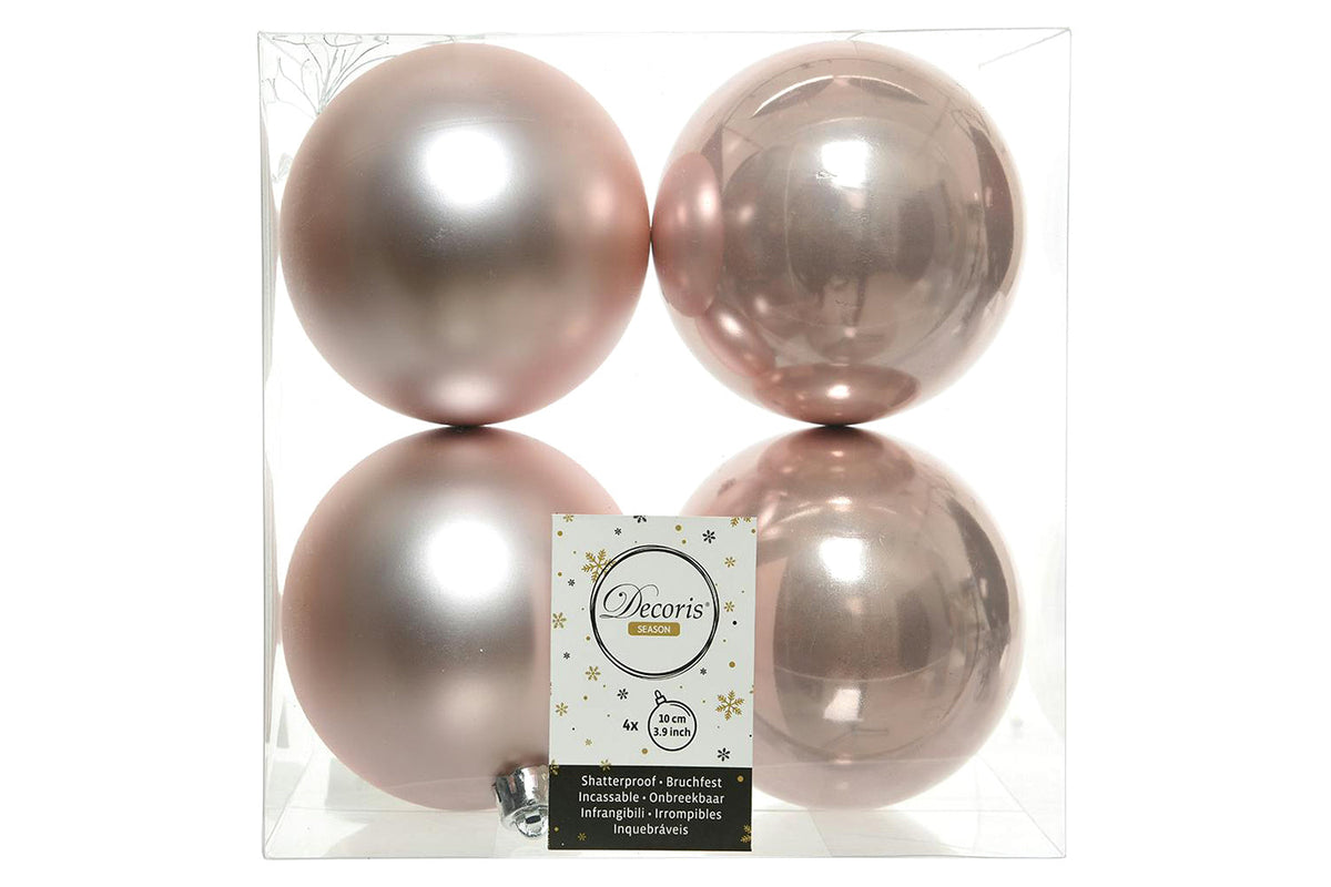 Christmas Decoration | Kaemingk Shatterproof Baubles | Blush | 10cm | Pack of 4