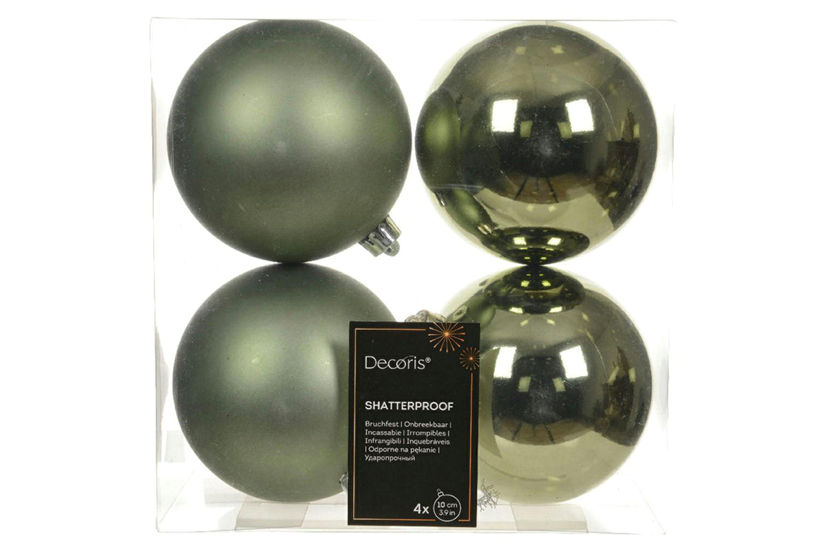 Christmas Decoration | Kaemingk Shatterproof Baubles | Green | 10cm  | Pack of 4