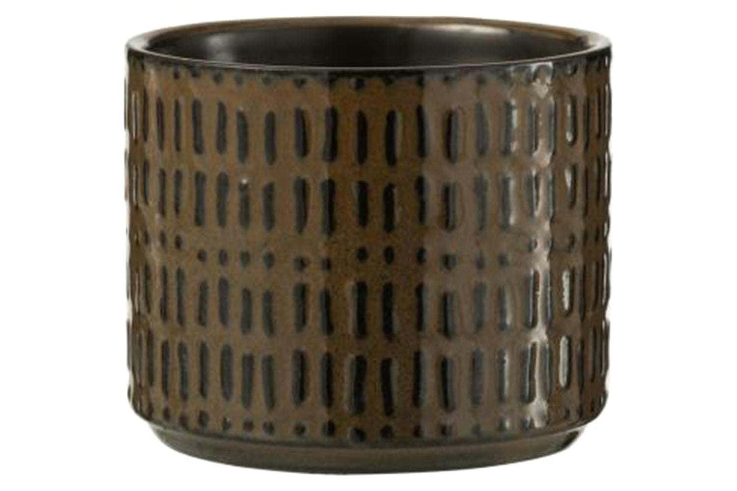 Ceramic Stripe Flowerpot | Black/Brown | Small