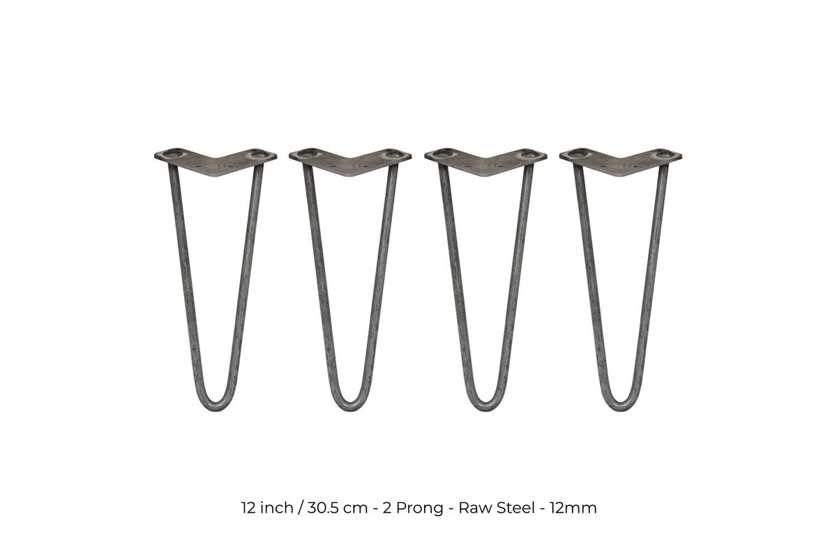 Monstershop Hairpin Legs 2 Prong | Raw Steel | 12mm-3