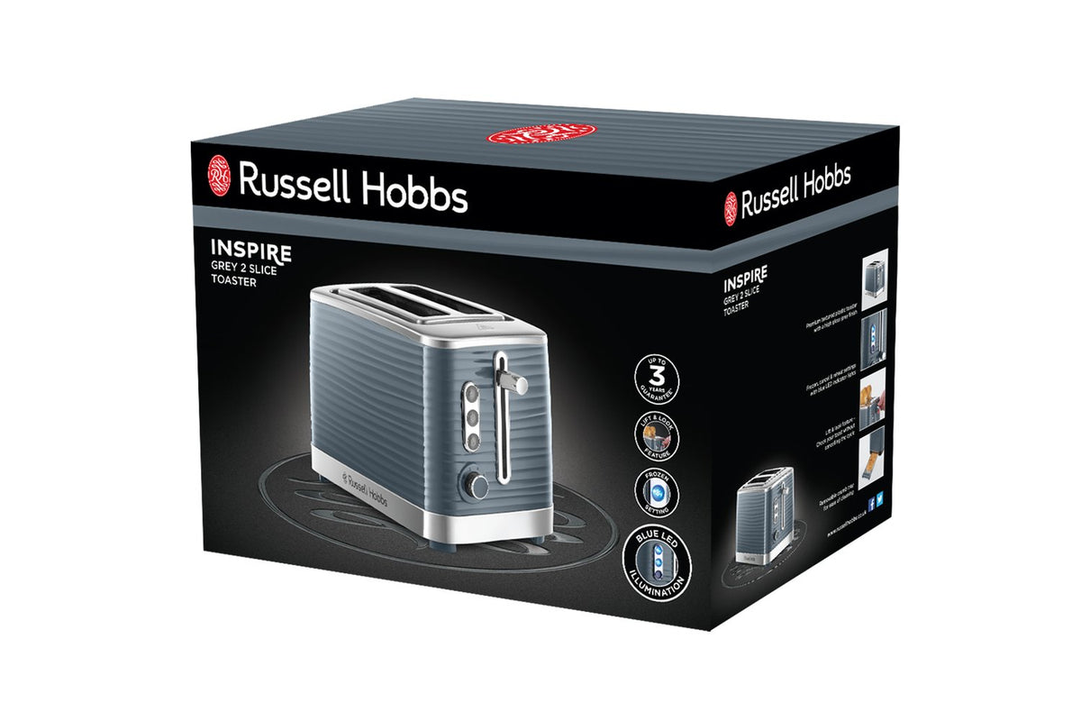 Russell Hobbs Inspire 2 Slice Toaster | 24373 | Grey-8