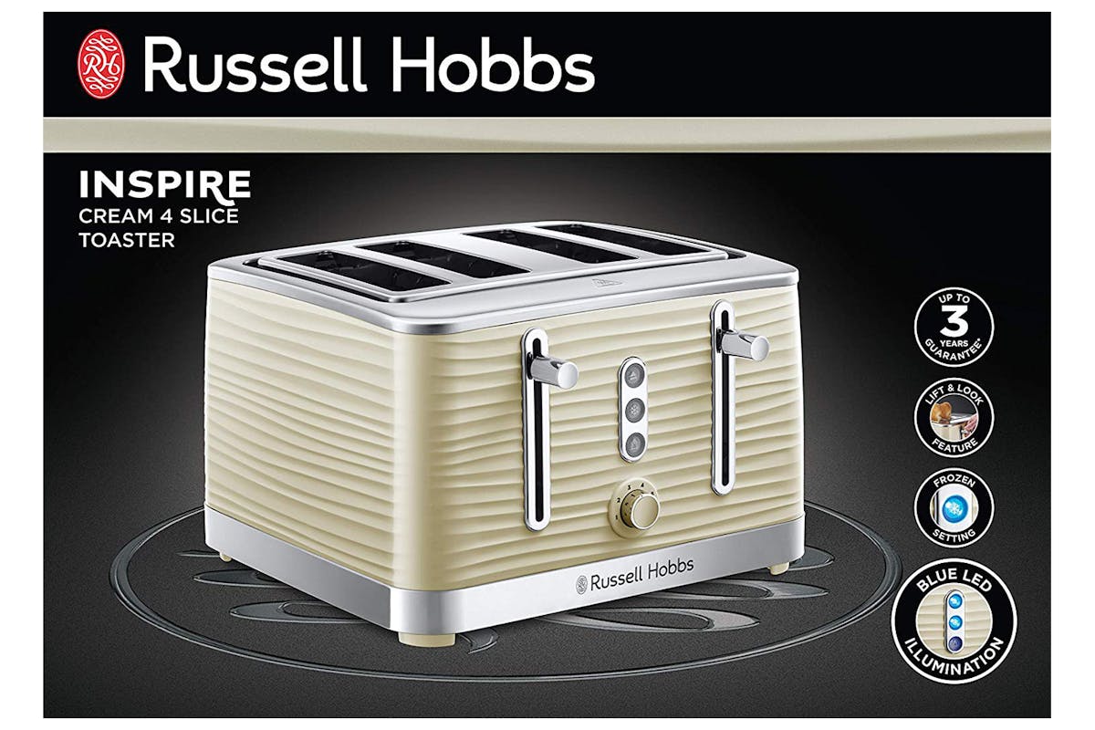 Russell Hobbs Inspire 4 Slice Toaster | 24384 | Cream-6