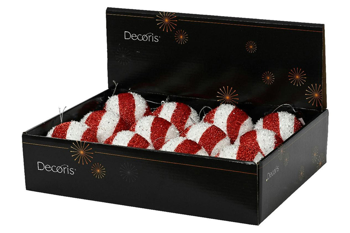 Christmas Decoration | 10cm Shatterproof Baubles | Red/White-2