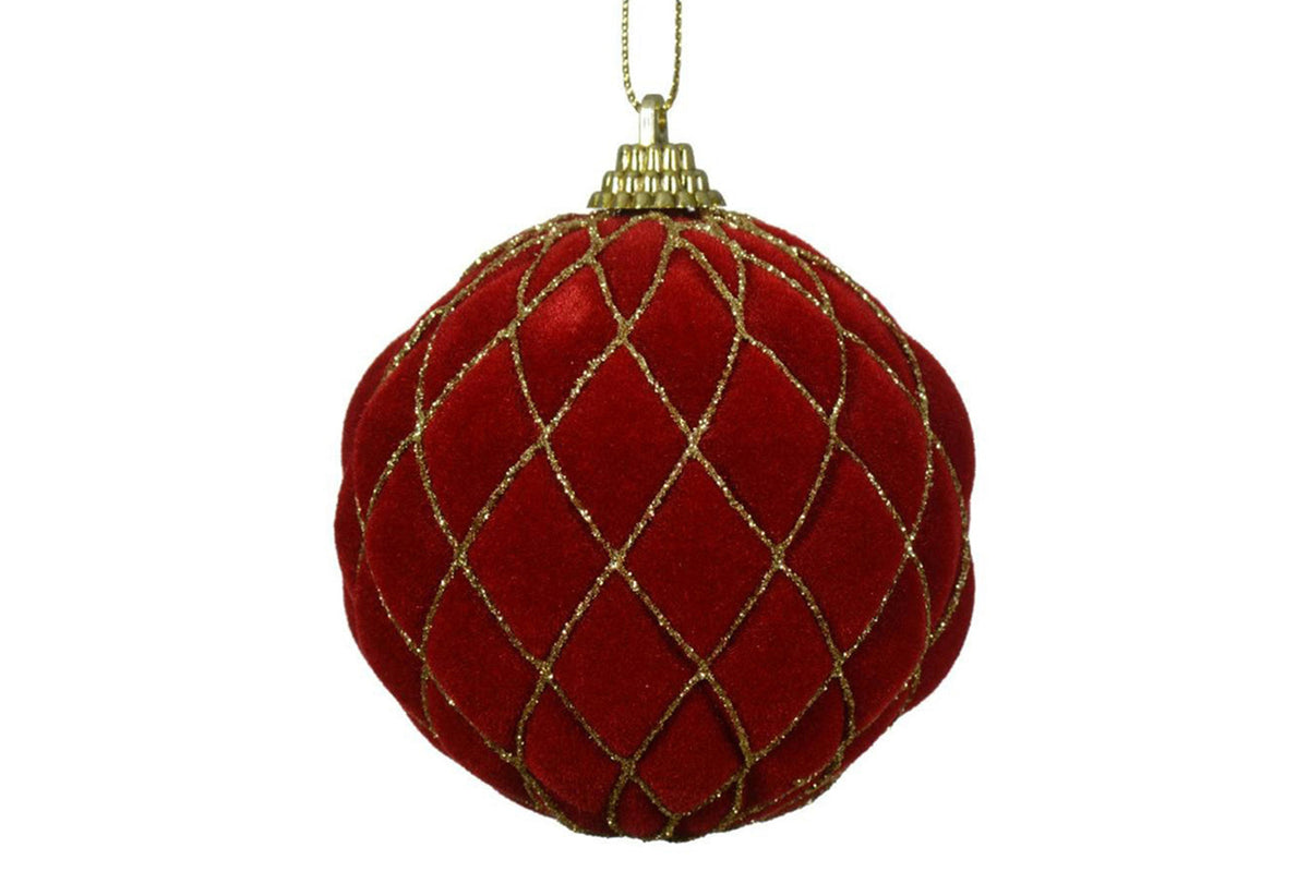 Christmas Decoration | 8cm Shatterproof Bauble | Gold/Red