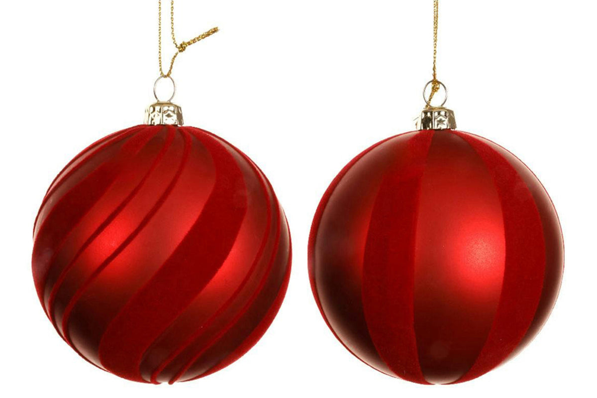 Christmas Decoration | 8cm Shatterproof Baubles | Red | Sold Individually – Random Style