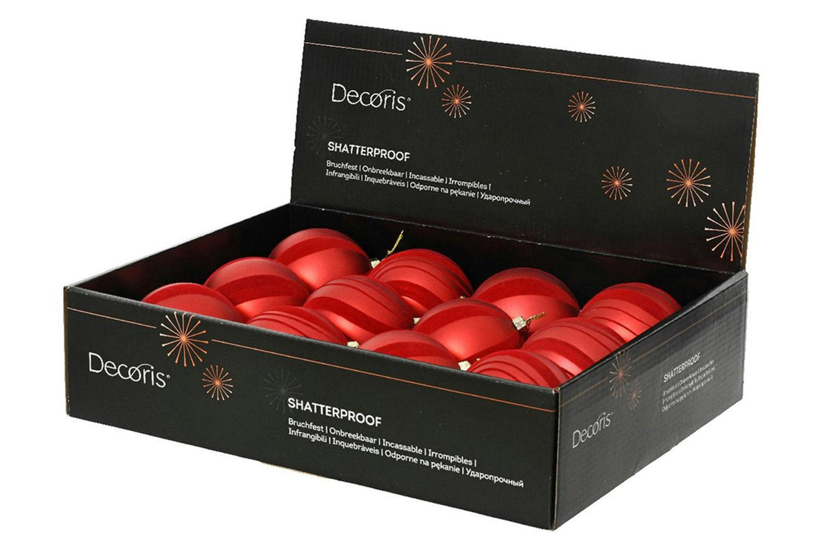 Christmas Decoration | 8cm Shatterproof Baubles | Red | Sold Individually – Random Style-2