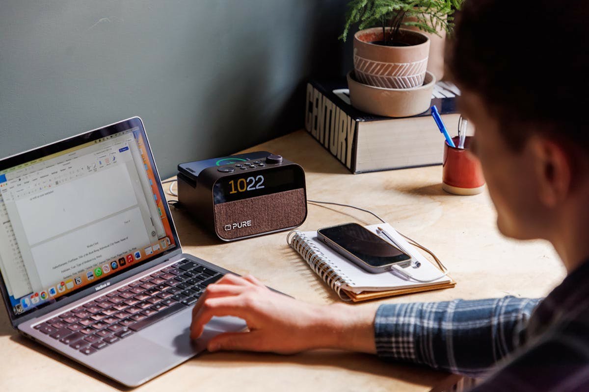 Pure Moment Charge Clock Radio with Wireless Charging | Brown/Black-2