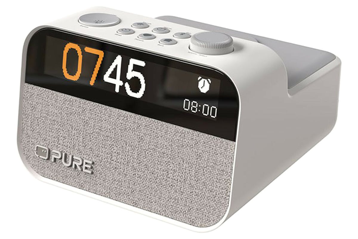Pure Moment Charge Clock Radio with Wireless Charging | White-3