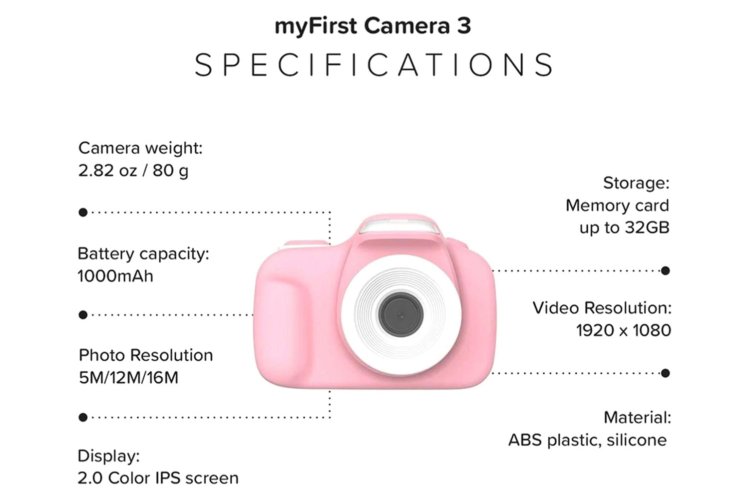 MyFirst Camera 3 Kids Digital Camera with Rubber Protective Case & Lanyard | Pink-4