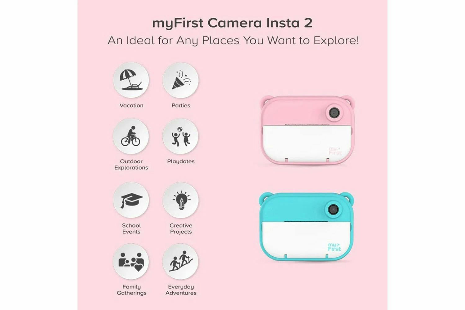 MyFirst Camera Insta 2 Instant Print Camera & Thermal Printer with Paper Refills | Pink-5