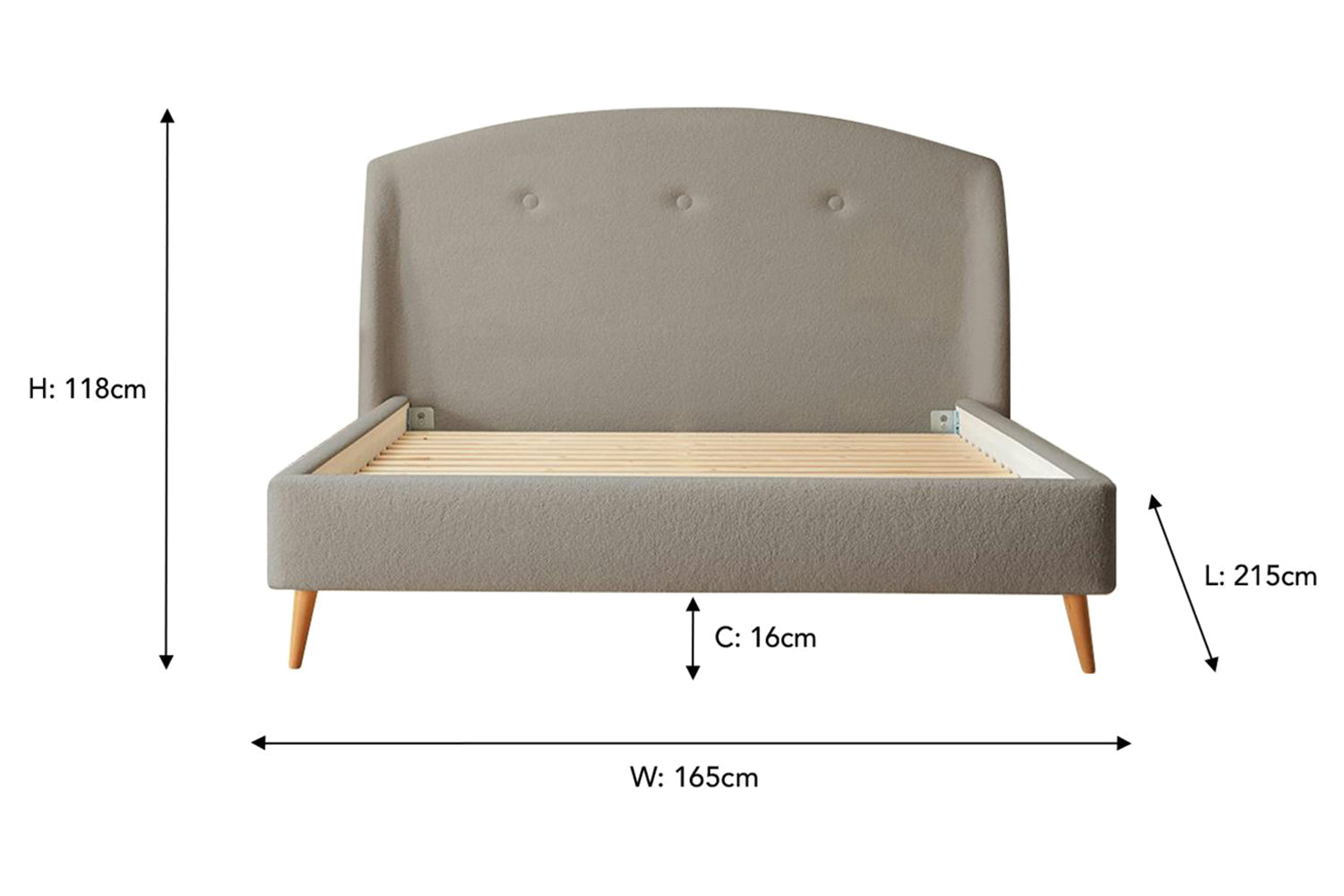 Silentnight | Evana Bed Frame with Slant Beech Leg | King | 5ft | Colour Options-3