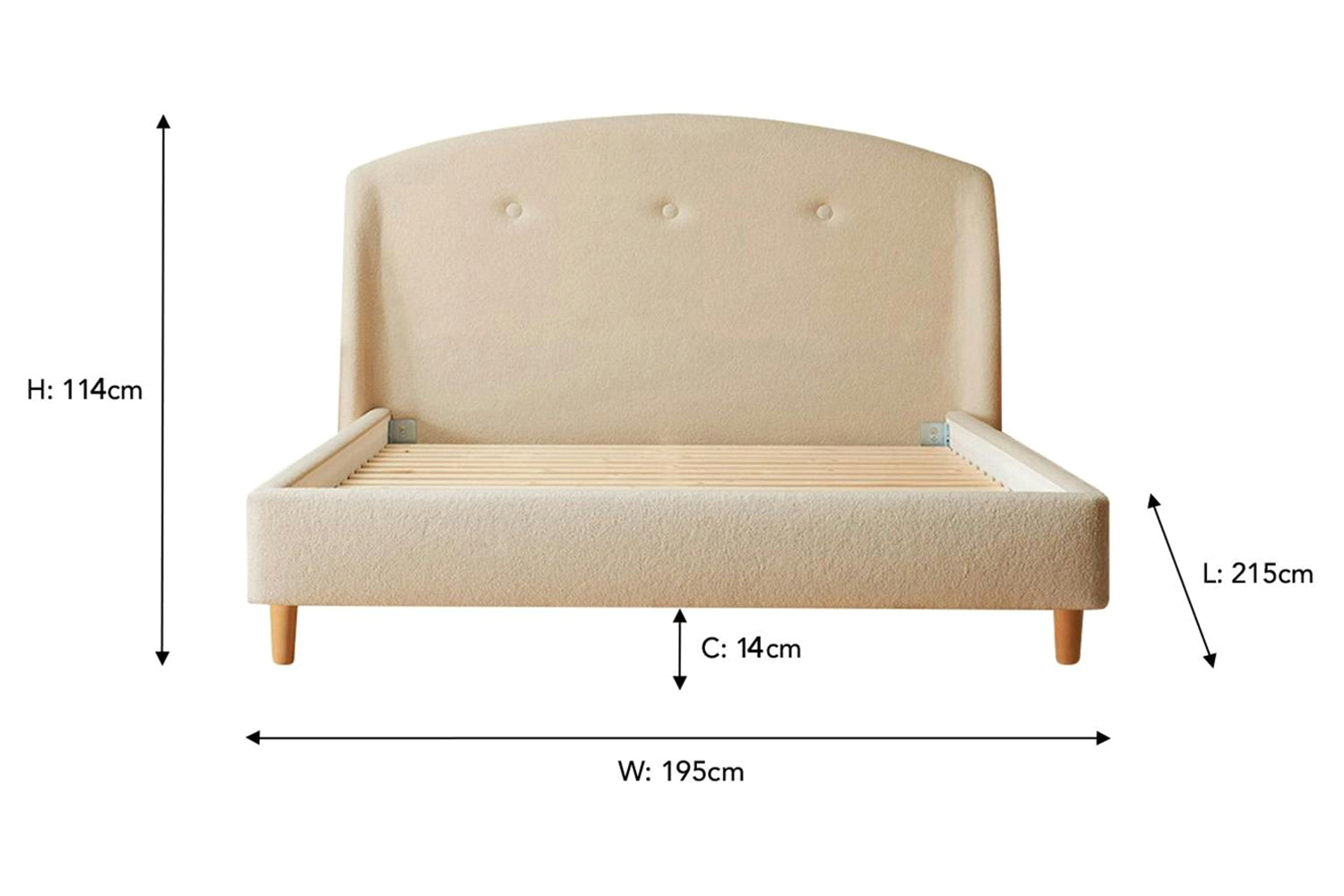 Silentnight | Evana Bed Frame with Beech Leg | Super King | 6ft | Colour Options-3