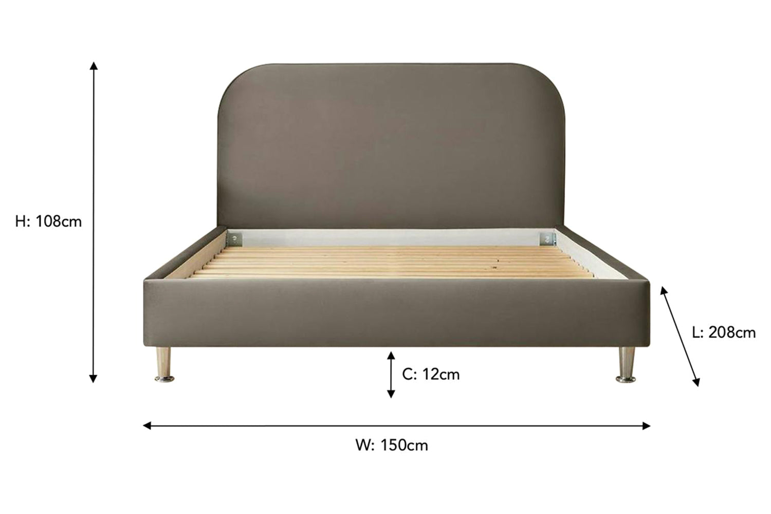 Silentnight | Fara Bed Frame with Chrome Leg | Double | 4ft6 | Charcoal-3