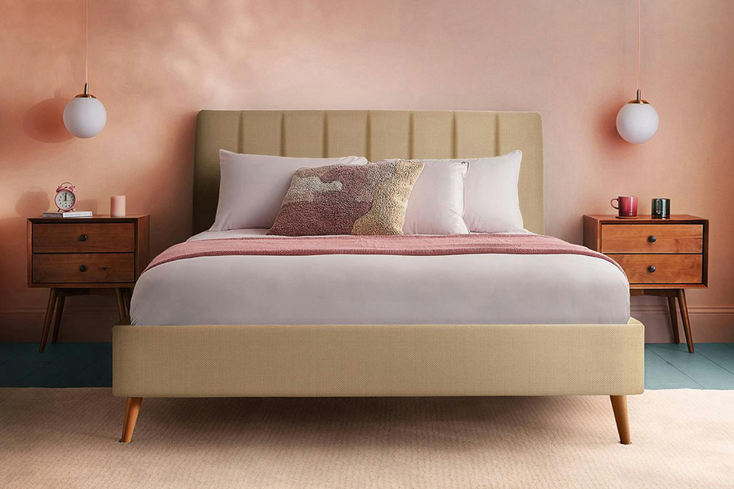 Silentnight | Octavia Bed Frame with Slant Beech Leg | Double | 4ft6 | Colour Options
