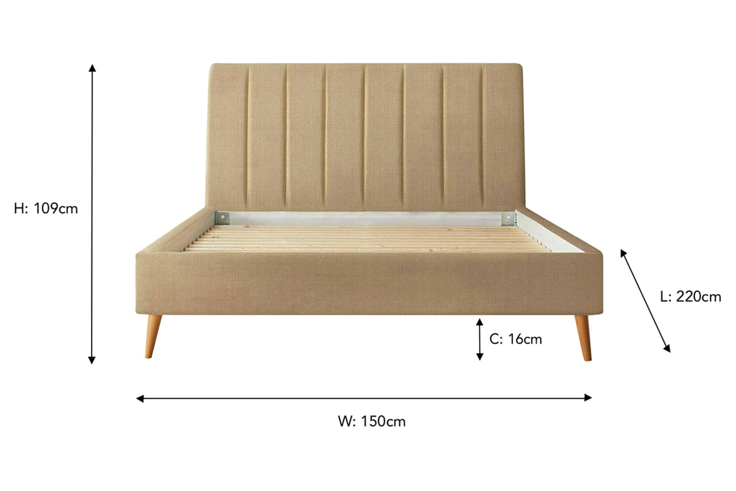 Silentnight | Octavia Bed Frame with Slant Beech Leg | Double | 4ft6 | Colour Options-3