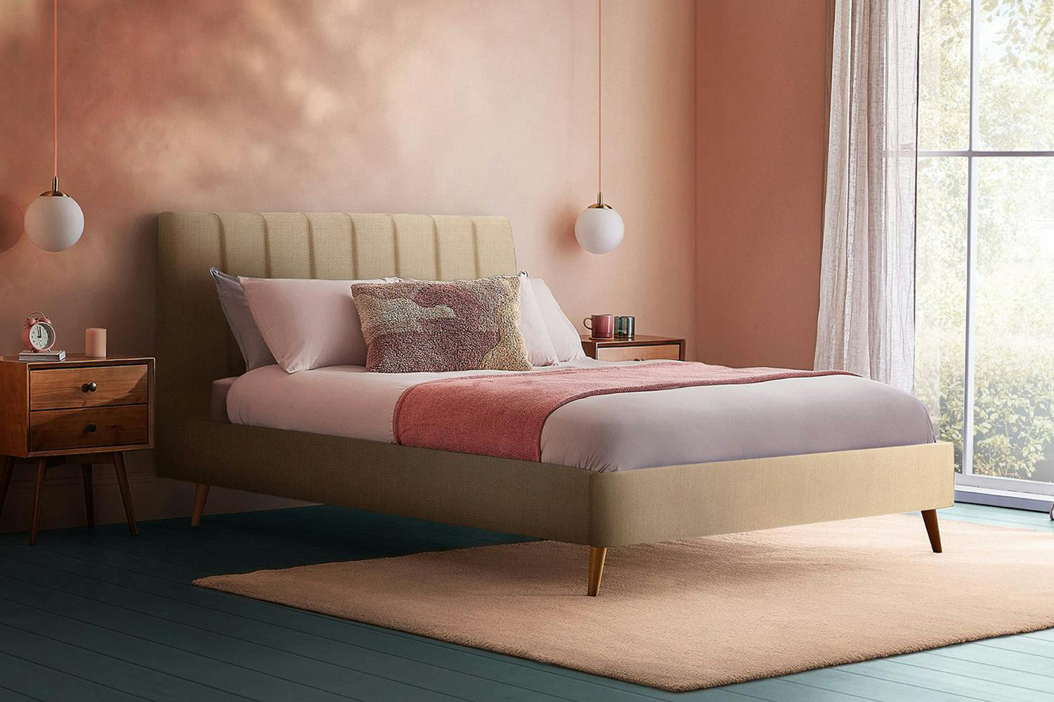 Silentnight | Octavia Bed Frame with Slant Beech Leg | Double | 4ft6 | Colour Options-4