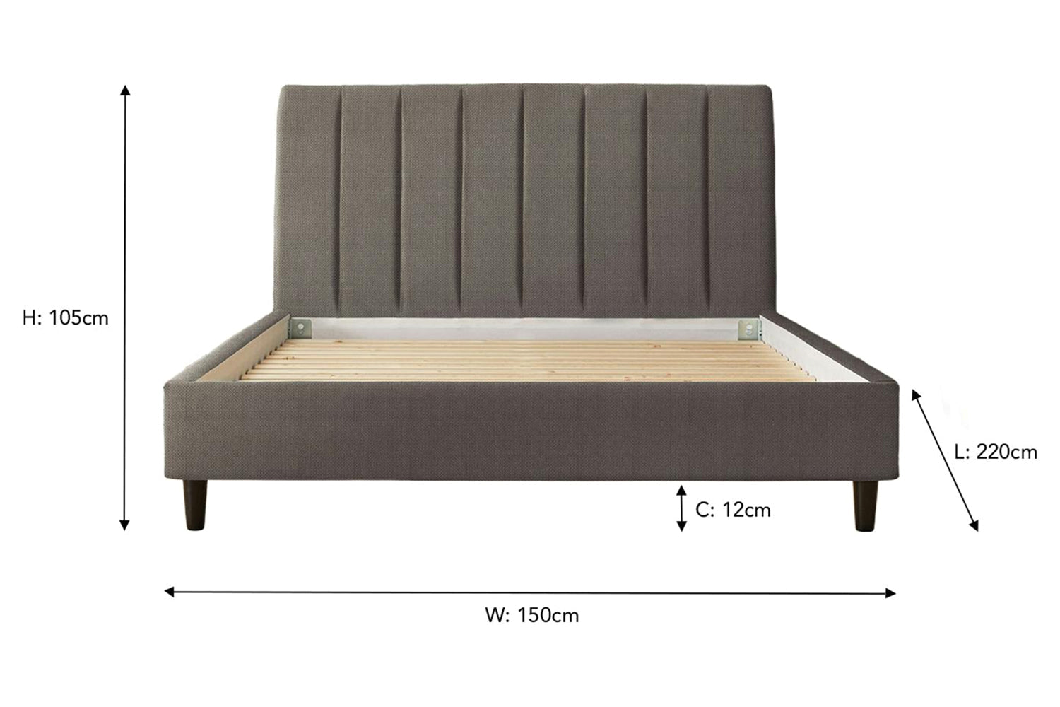 Silentnight | Octavia Bed Frame with Black Leg | Double | 4ft6 | Colour Options-3