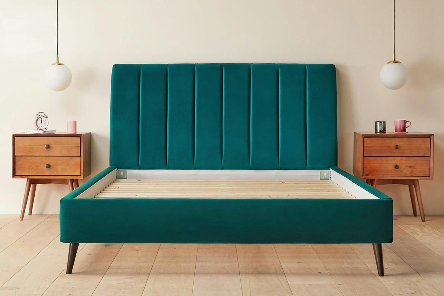 Silentnight | Octavia Bed Frame with Slant Dark Leg | Double | 4ft6 | Peacock-2