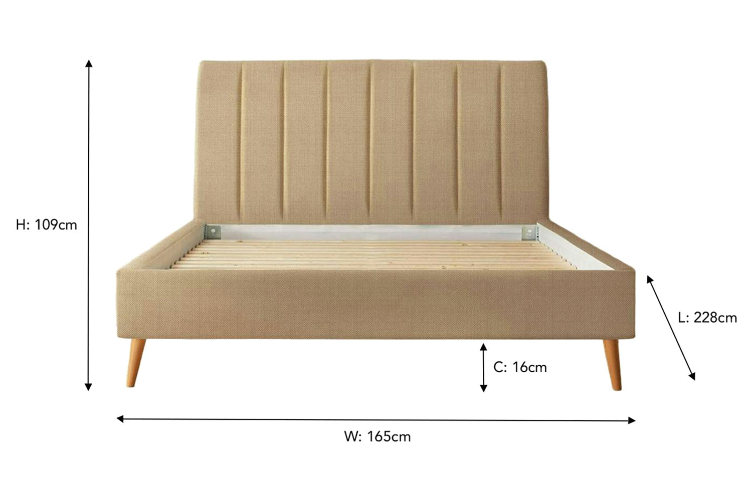 Silentnight | Octavia Bed Frame with Slant Beech Leg | King | 5ft | Colour Options-3