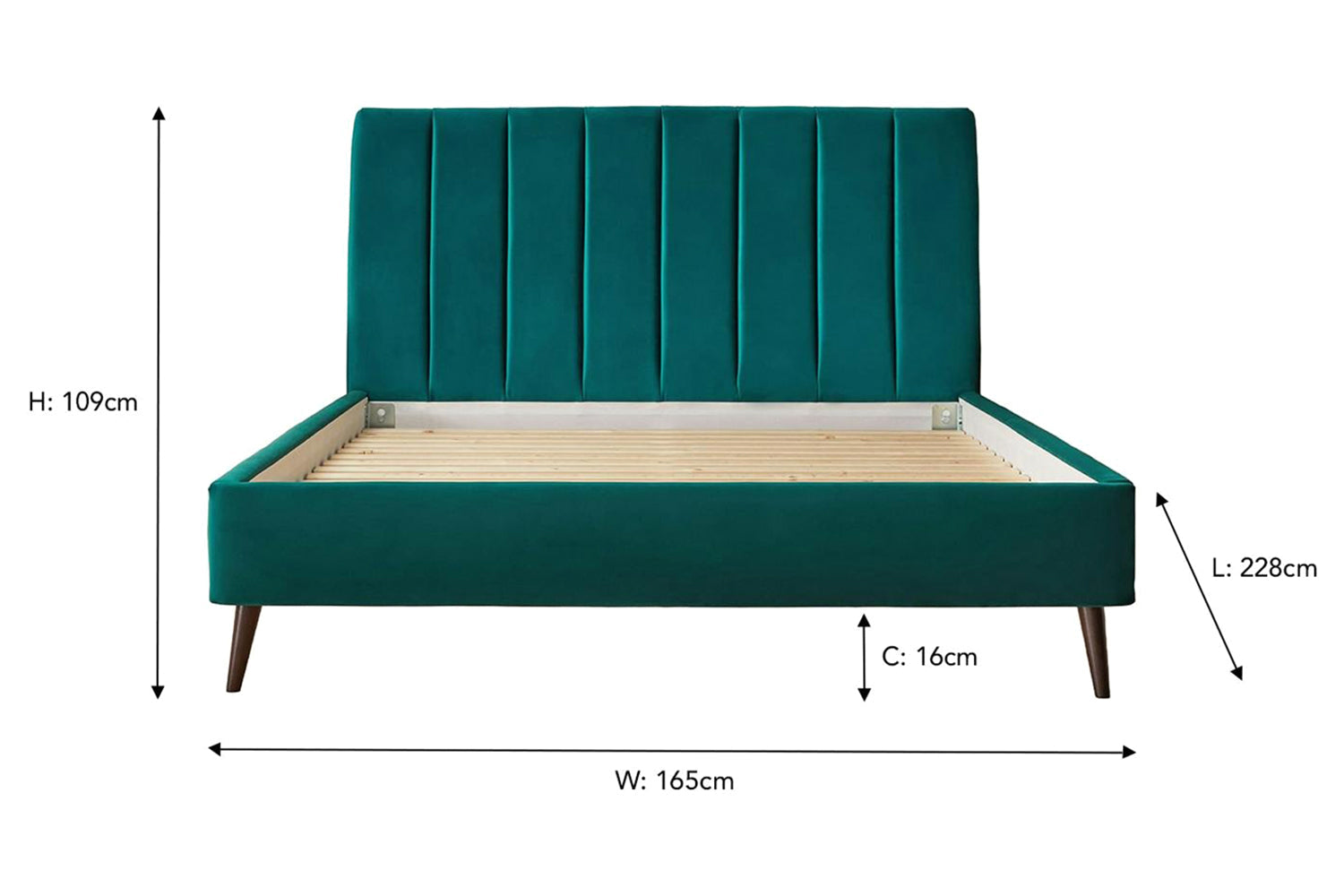 Silentnight | Octavia Bed Frame with Slant Dark Leg | King | 5ft | Peacock-3