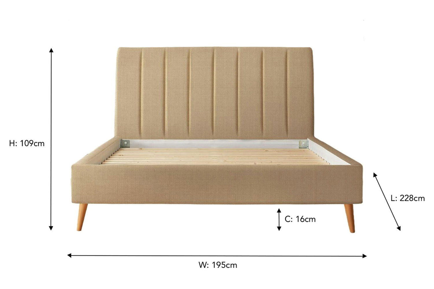 Silentnight | Octavia Bed Frame with Slant Beech Leg | Super King | 6ft | Colour Options-3