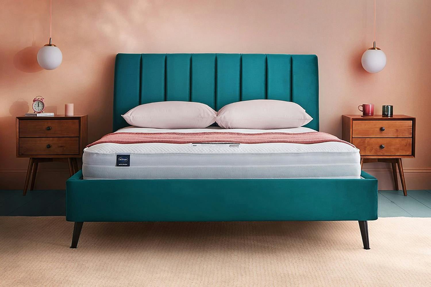 Silentnight | Octavia Bed Frame with Slant Dark Leg | Super King | 6ft | Peacock