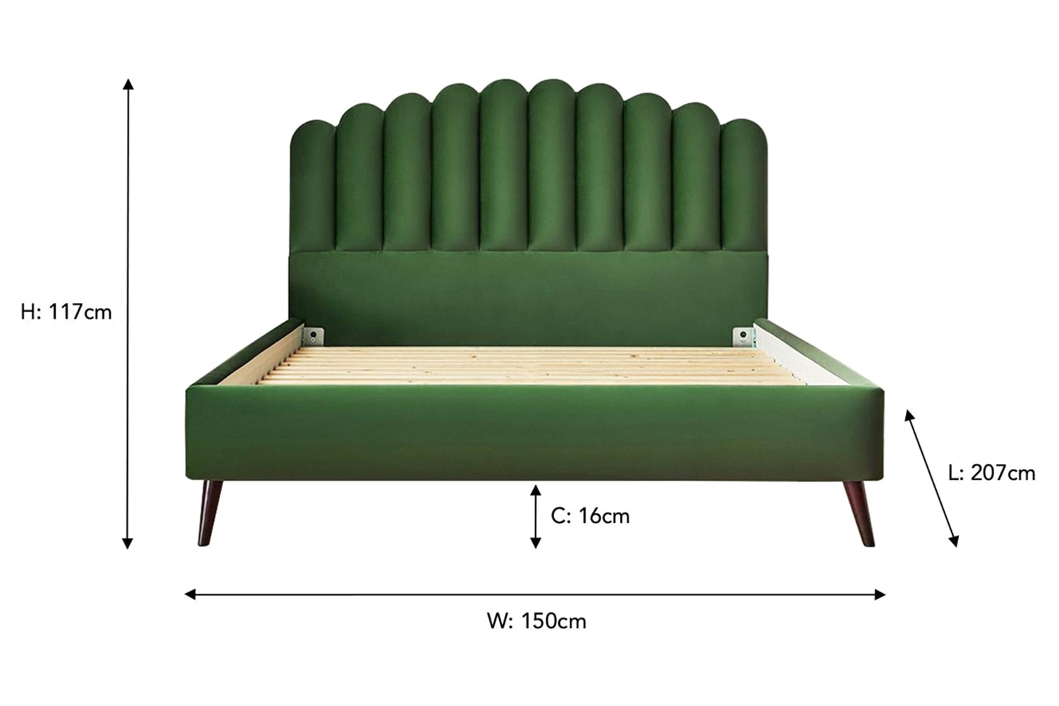 Silentnight | Oriana Bed Frame with Slant Dark Leg | Double | 4ft6 | Colour Options-3
