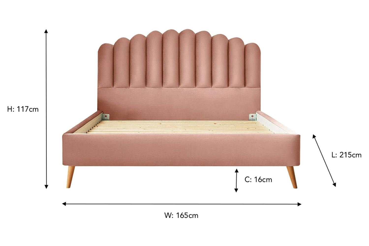 Silentnight | Oriana Bed Frame with Slant Beech Leg | King | 5ft | Colour Options-3