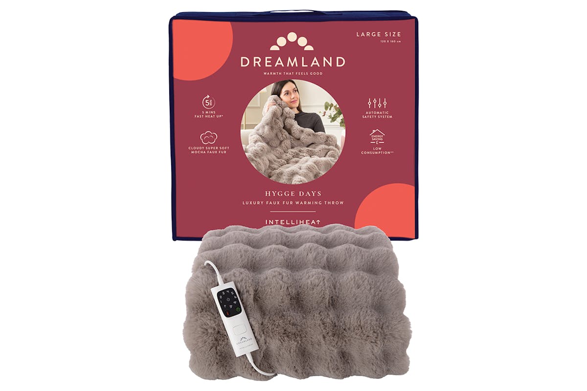 Dreamland Hygge Days Luxury Faux Fur Warming Throw | Mocha | 26042-8