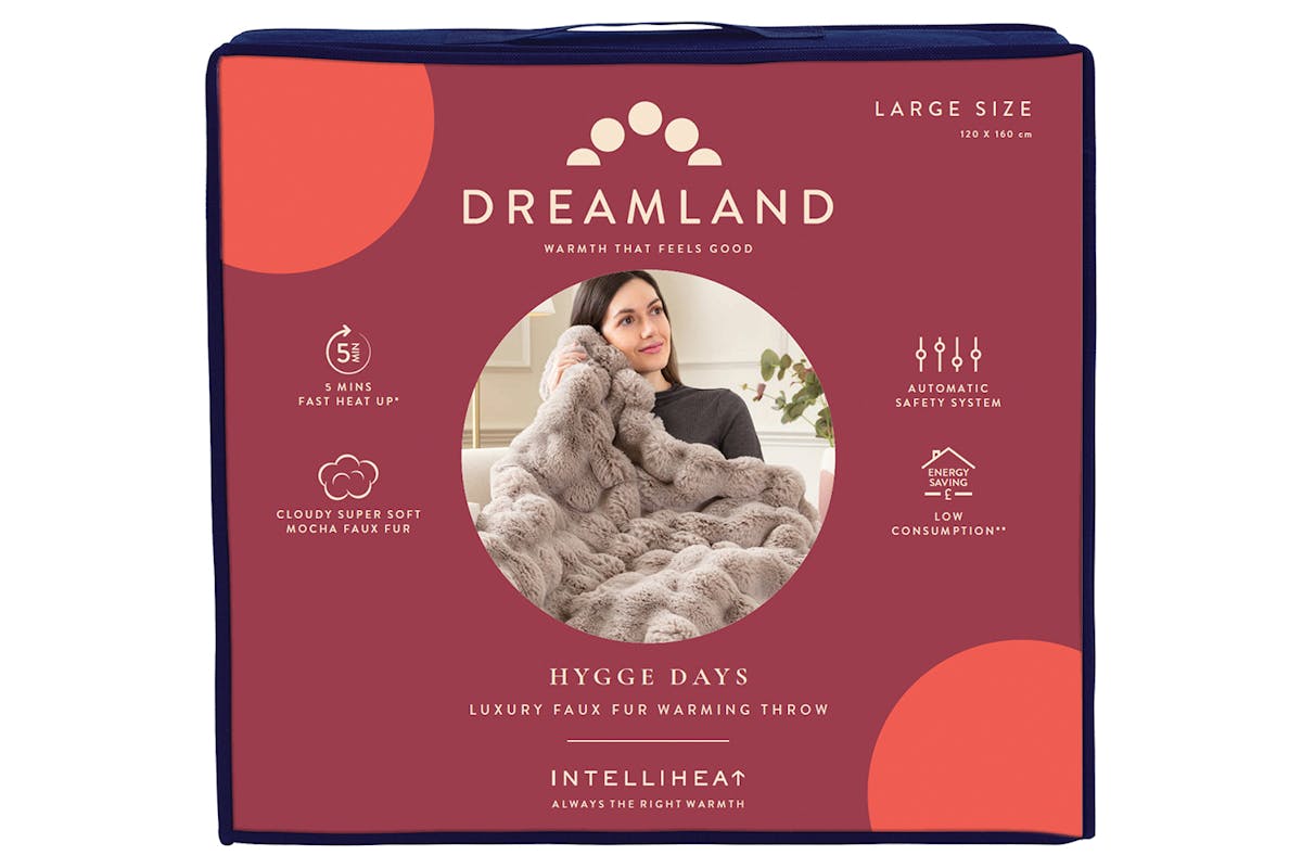 Dreamland Hygge Days Luxury Faux Fur Warming Throw | Mocha | 26042-9