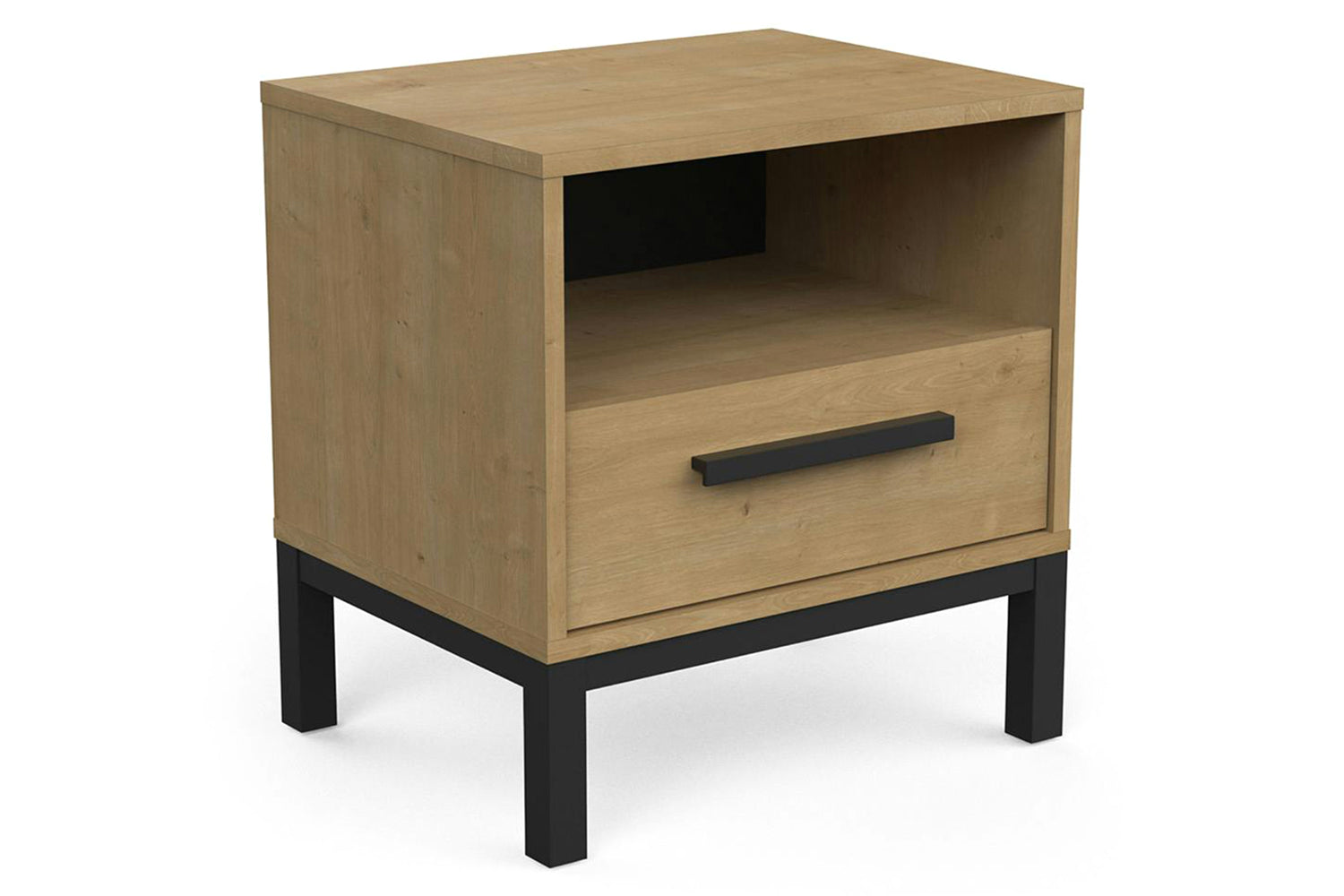Craft Bedside Table | 1 Drawer | Black/Oak Effect-5
